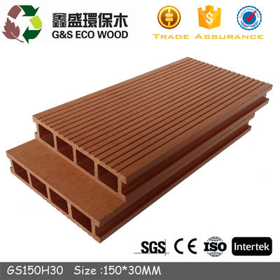 Suelo de madera de la terraza de WPC WPC de la prenda impermeable compuesta hueco del Decking para