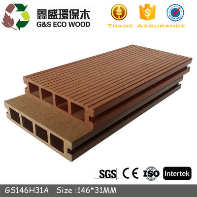 Suelo de madera de la terraza de WPC WPC de la prenda impermeable compuesta hueco del Decking para